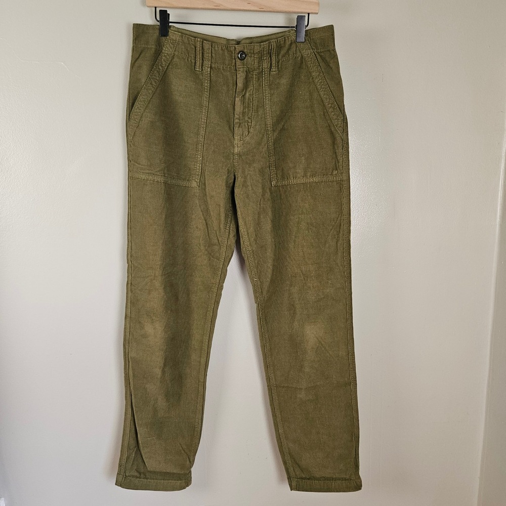 Outerknown Seventyseven Cord Utility Pants Sz 33 Olive Green Corduroy